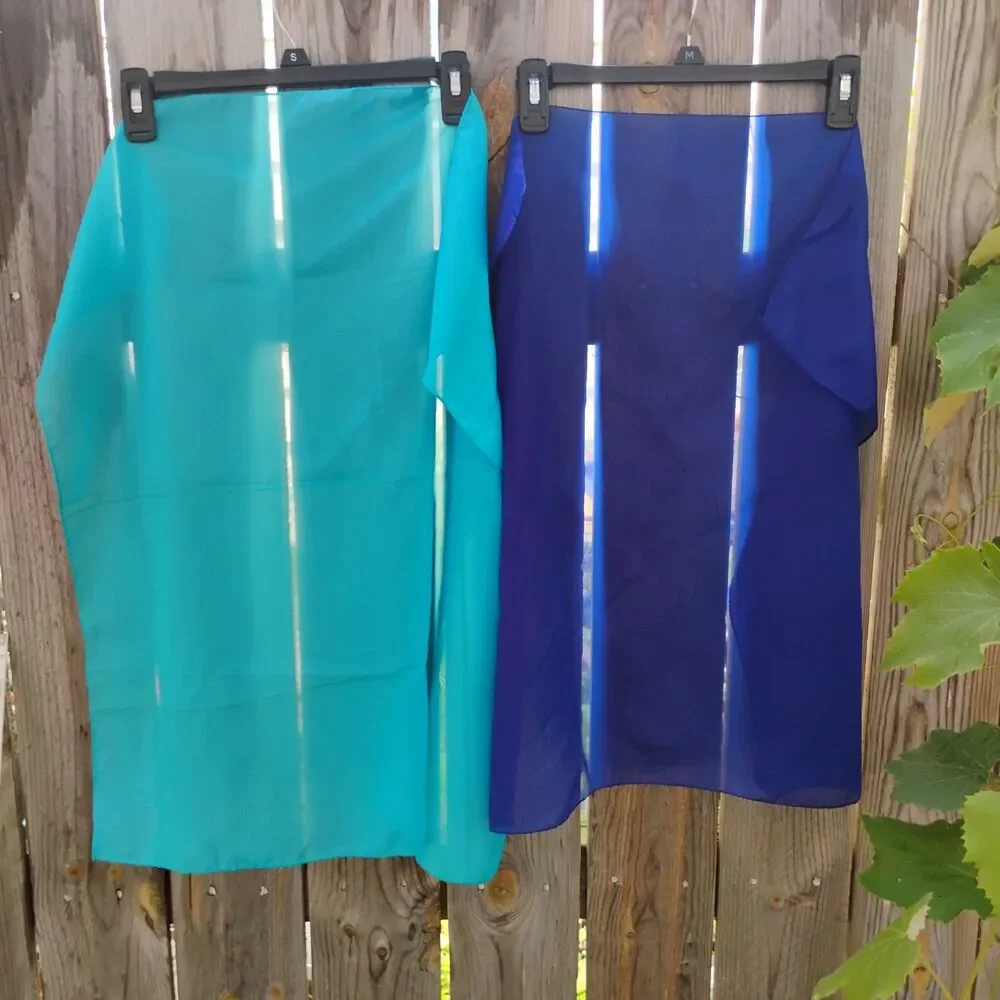 ​Vtg Scarf Lot Of 2 Morsly Paris Accessories Blue Sheer Square Scarves Japan 26